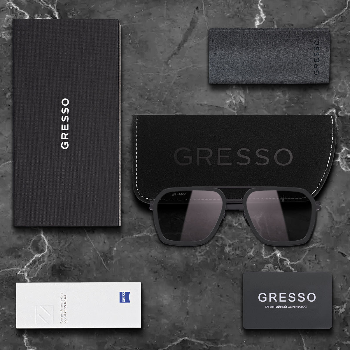 Черные мужские солнцезащитные очки-хамелеоны GRESSO Aragon в стиле авиатор, изготовленные из титана, с фотохромными линзами Zeiss