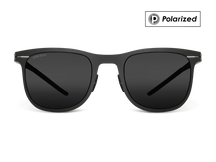 Черные мужские солнцезащитные очки GRESSO Berkley вайфареры, изготовленные из титана, с поляризационными линзами Zeiss #color_серый монолит / поляризация