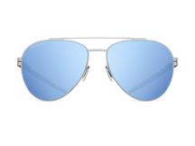 Синие мужские и женские солнцезащитные очки GRESSO California в стиле авиатор, изготовленные из титана, с поляризационными линзами Zeiss. #color_голубое зеркало