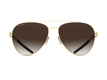 Черные мужские и женские солнцезащитные очки GRESSO California в стиле авиатор, изготовленные из титана, с поляризационными линзами Zeiss #color_коричневый градиент