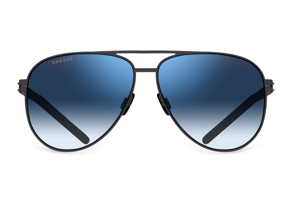 Синие мужские солнцезащитные очки GRESSO Chelsea в стиле авиатор, изготовленные из титана, с поляризационными линзами Zeiss #color_синий градиент