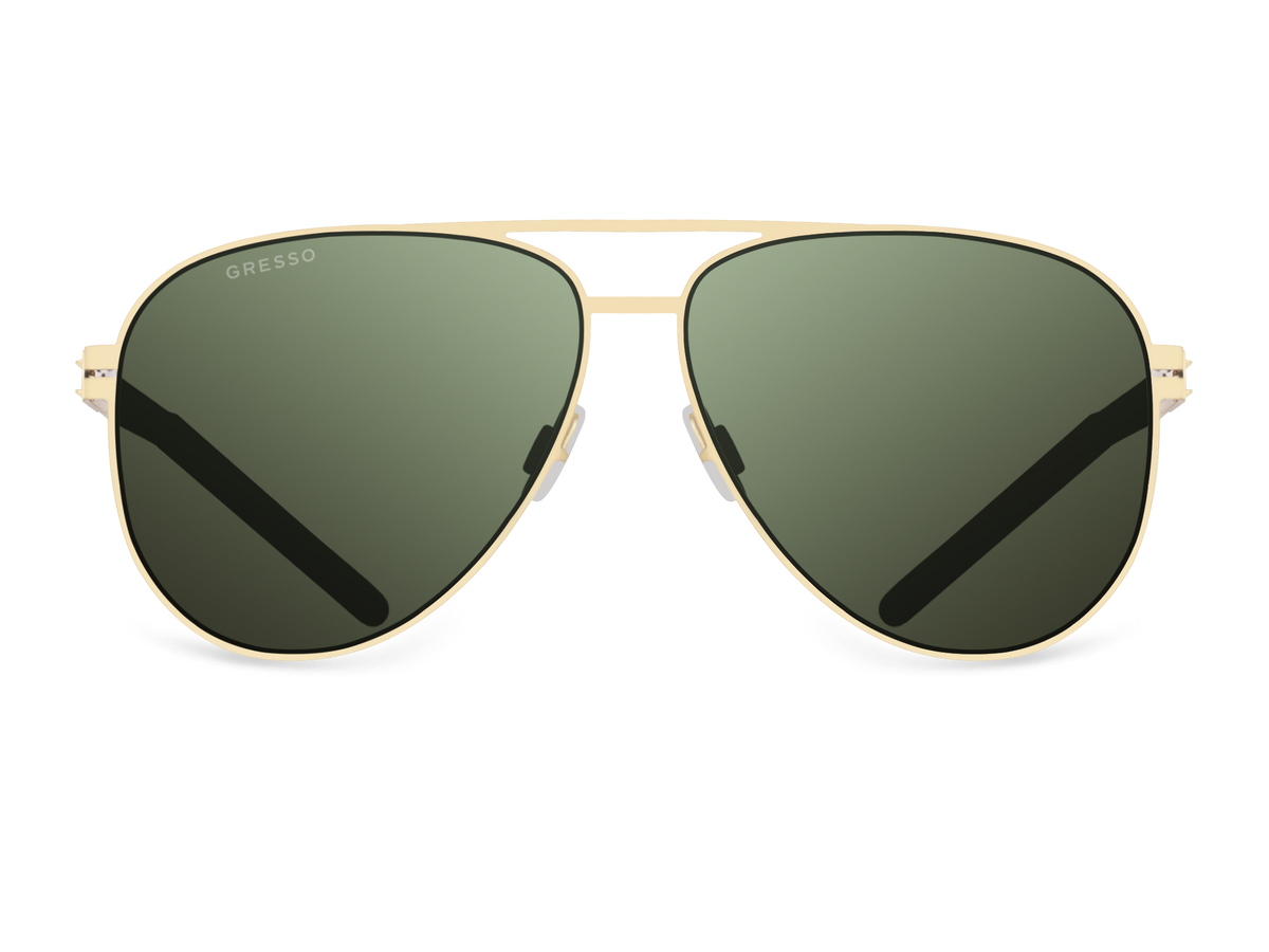 Зеленые мужские солнцезащитные очки GRESSO Chelsea в стиле авиатор, изготовленные из титана, с поляризационными линзами Zeiss #color_зеленый монолит