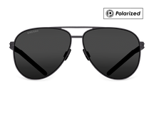 Черные мужские солнцезащитные очки GRESSO Chelsea в стиле авиатор, изготовленные из титана, с поляризационными линзами Zeiss #color_серый монолит / поляризация