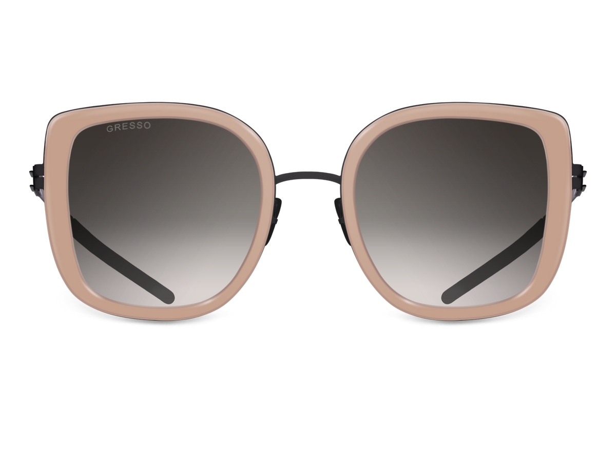 Черные женские солнцезащитные очки GRESSO Evita, бабочка, изготовленные из титана, с поляризационными линзами Zeiss #color_капучино
