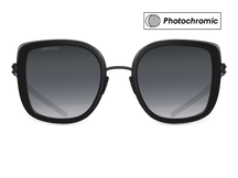 Черные женские солнцезащитные очки GRESSO Evita, бабочка, изготовленные из титана, с фотохромными линзами Zeiss #color_серый монолит / фотохром