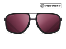 Черные мужские солнцезащитные очки-хамелеоны GRESSO Henderson в стиле авиатор, изготовленные из титана, с фотохромными линзами Zeiss #color_фиолетовый монолит / фотохром