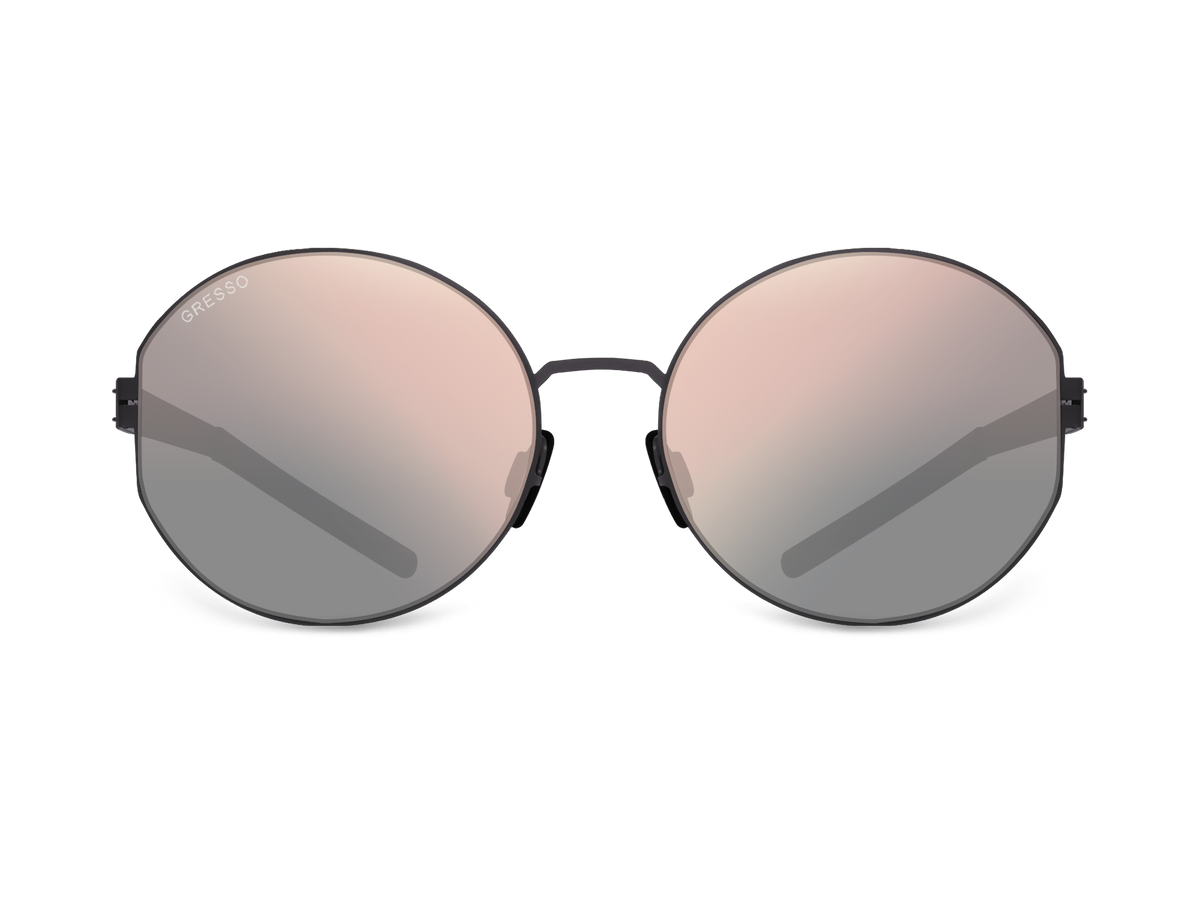 Черные женские солнцезащитные очки GRESSO Lauren XS, круглые, изготовленные из титана, с поляризационными линзами Zeiss #color_графит