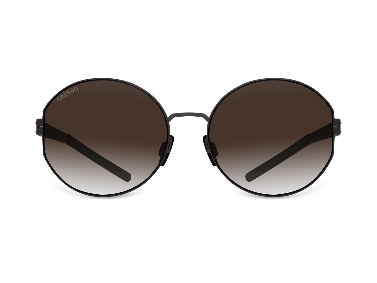 Черные женские солнцезащитные очки GRESSO Lauren XS, круглые, изготовленные из титана, с поляризационными линзами Zeiss #color_коричневый градиент