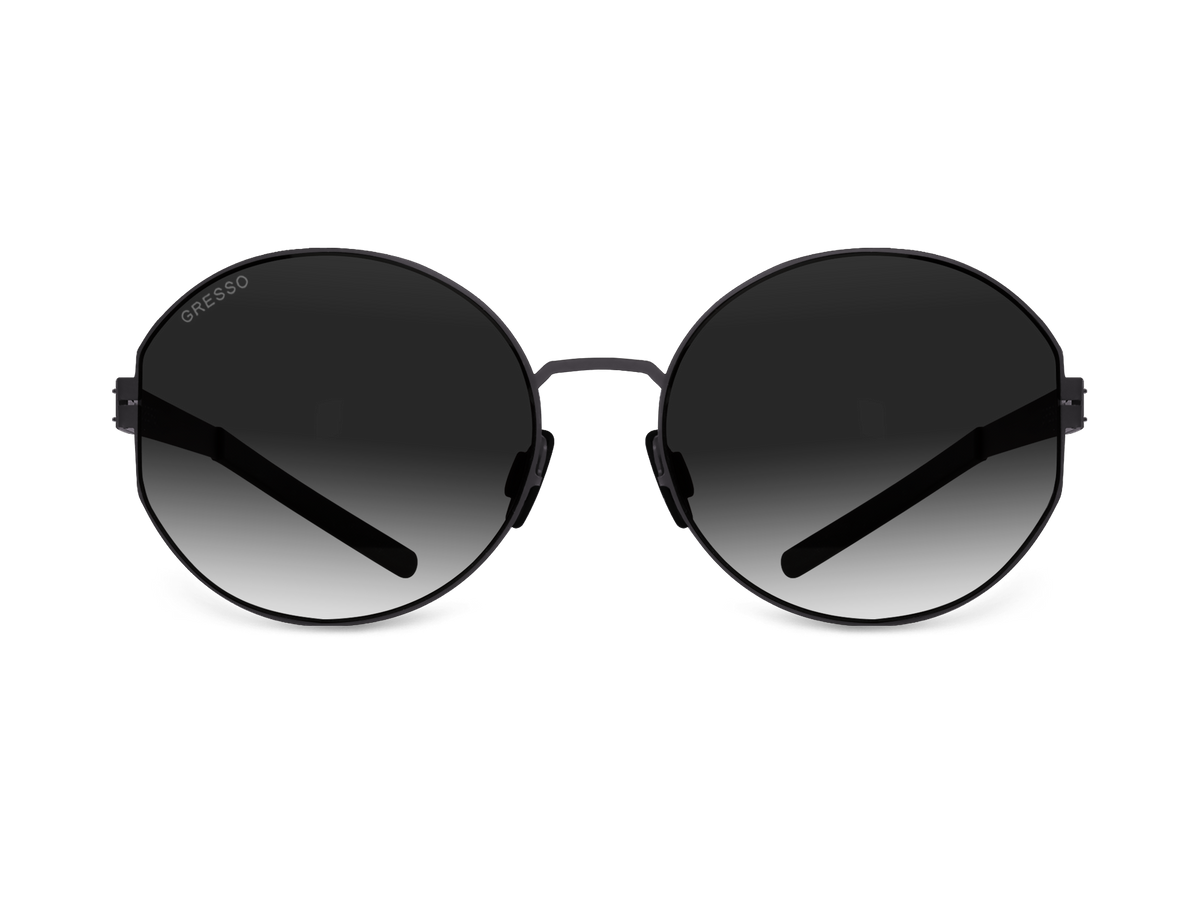Черные женские солнцезащитные очки GRESSO Lauren XS, круглые, изготовленные из титана, с поляризационными линзами Zeiss #color_серый градиент