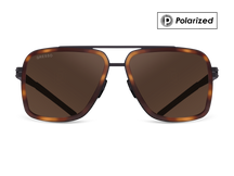 Черные мужские солнцезащитные очки GRESSO London в стиле авиатор, изготовленные из титана, с поляризационными линзами Zeiss #color_коричневый монолит / поляризация