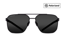Черные мужские солнцезащитные очки GRESSO Madison в стиле авиатор, изготовленные из титана, с поляризационными линзами Zeiss #color_серый монолит / поляризация