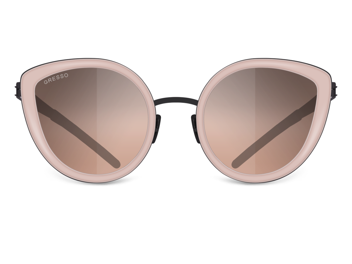 Черные женские солнцезащитные очки GRESSO Marbella, бабочка, изготовленные из титана, с поляризационными линзами Zeiss #color_карамель