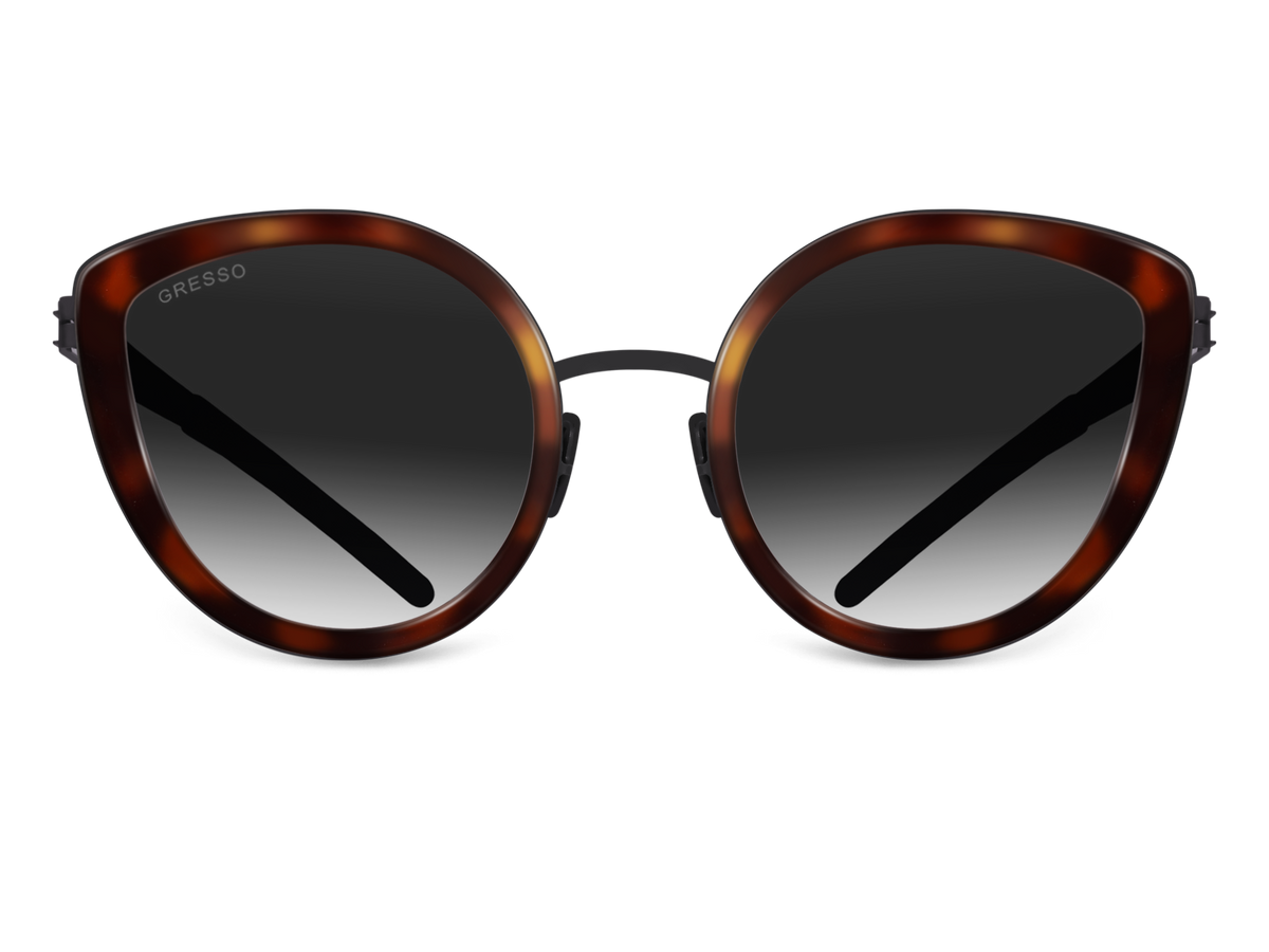 Черные женские солнцезащитные очки GRESSO Marbella, бабочка, изготовленные из титана, с поляризационными линзами Zeiss #color_тортуаз