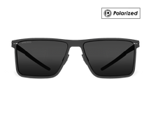 Черные мужские солнцезащитные очки GRESSO Oregon, прямоугольные, изготовленные из титана, с поляризационными линзами Zeiss #color_серый монолит / поляризация