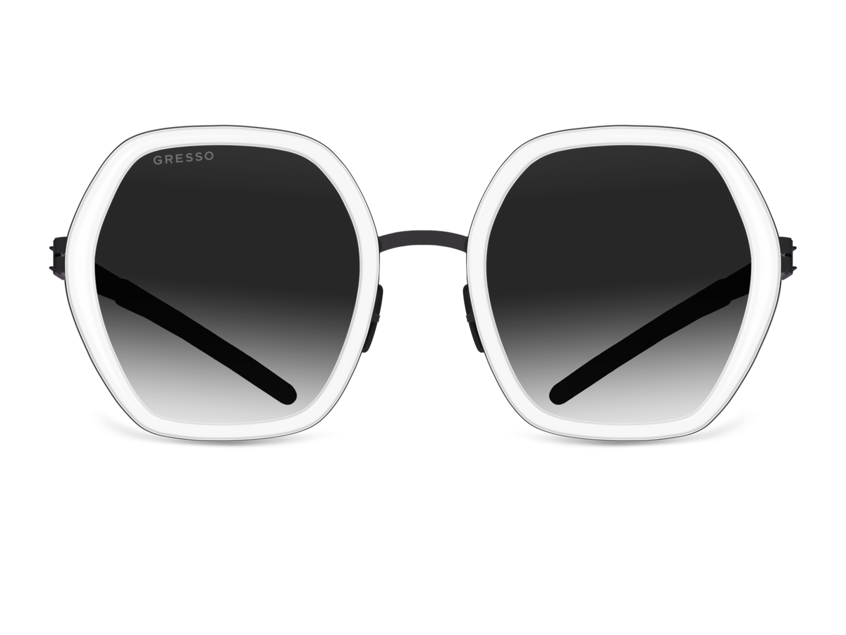 Черные женские солнцезащитные очки GRESSO Regina, геометрия, изготовленные из титана, с поляризационными линзами Zeiss #color_белый