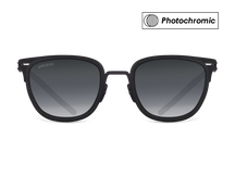 Черные мужские солнцезащитные очки-хамелеоны San Remo, вайфареры, изготовленные из титана, с фотохромными линзами Zeiss #color_серый монолит / фотохром