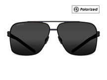 Черные мужские солнцезащитные очки GRESSO Seattle в стиле авиатор, изготовленные из титана, с поляризационными линзами Zeiss #color_серый монолит / поляризация