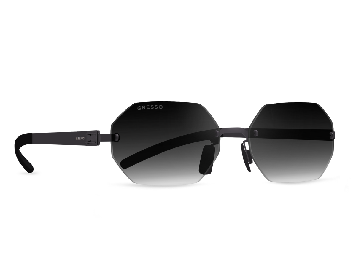 Безоправные солнцезащитные очки GRESSO Singapore, изготовленные из титана, с поляризационными линзами Zeiss #color_серый градиент