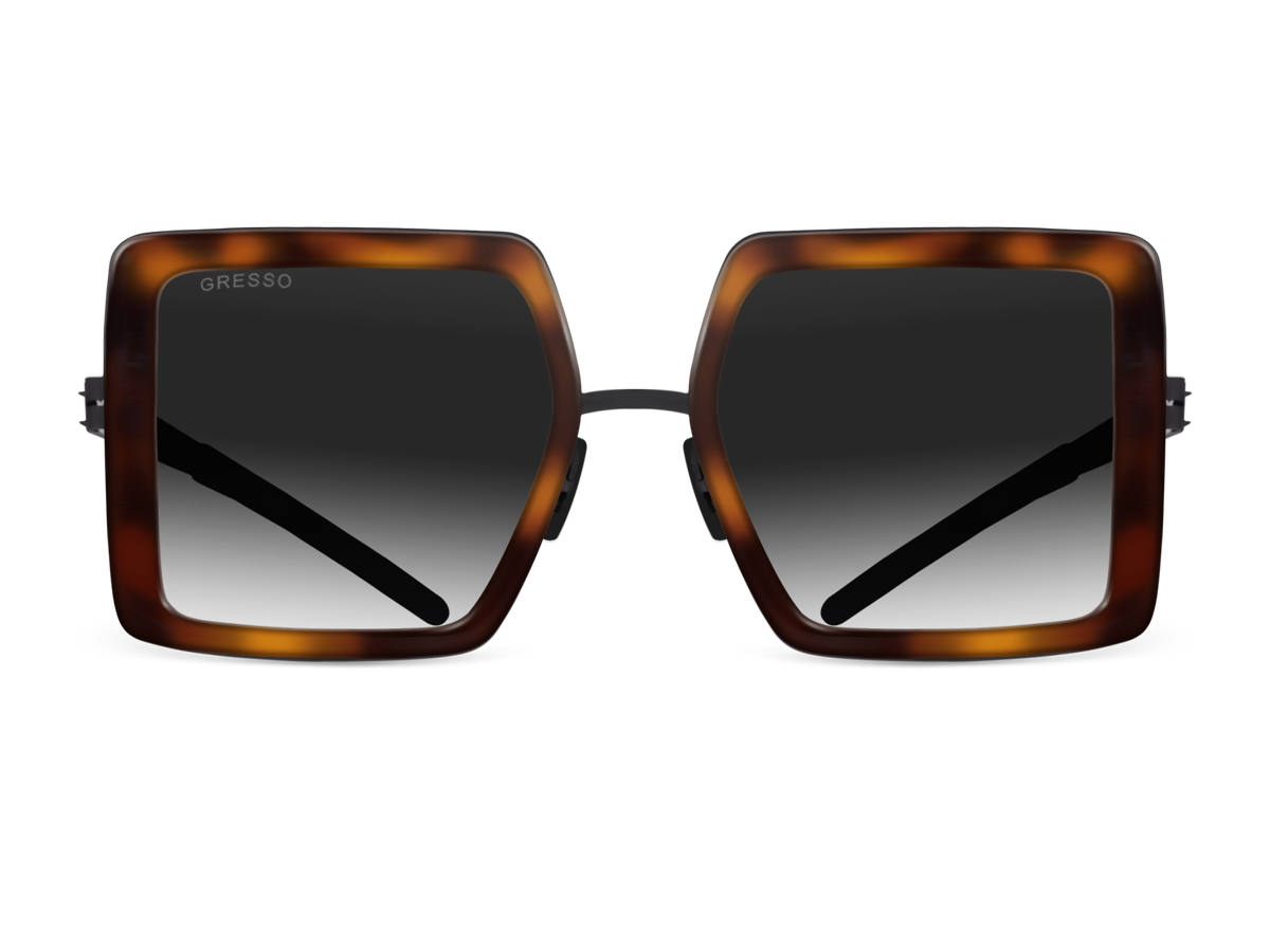 Черные женские солнцезащитные очки GRESSO Venezia, квадратные, изготовленные из титана, с поляризационными линзами Zeiss #color_тортуаз