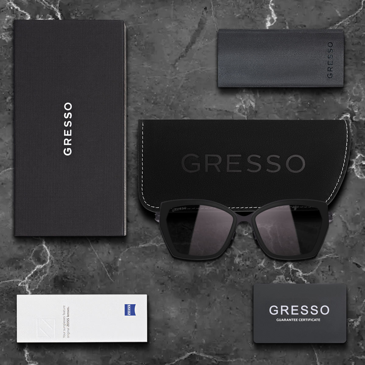 Черные женские солнцезащитные очки-хамелеоны GRESSO Agata, бабочка, изготовленные из титана, с фотохромными линзами Zeiss