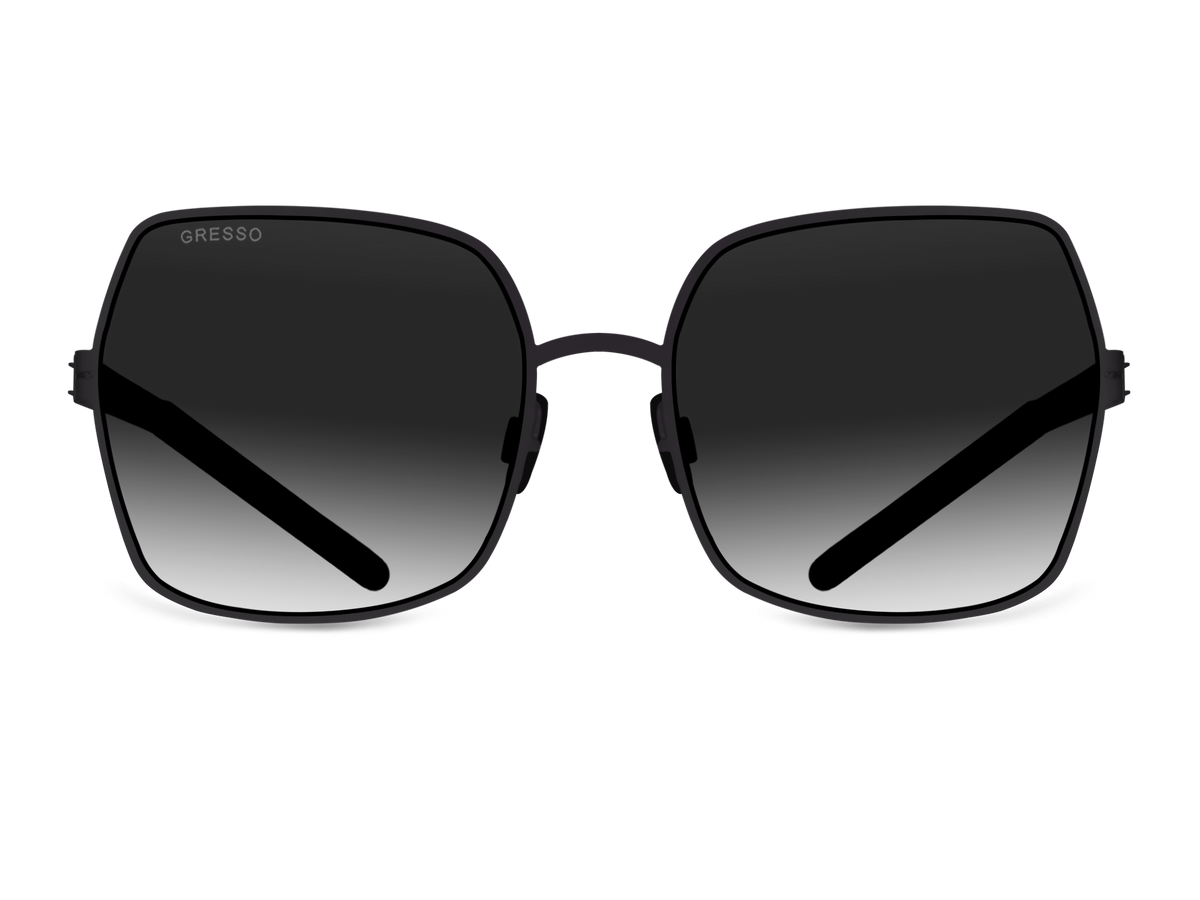 Черные женские солнцезащитные очки GRESSO Alberta, бабочка, изготовленные из титана, с поляризационными линзами Zeiss #color_серый градиент