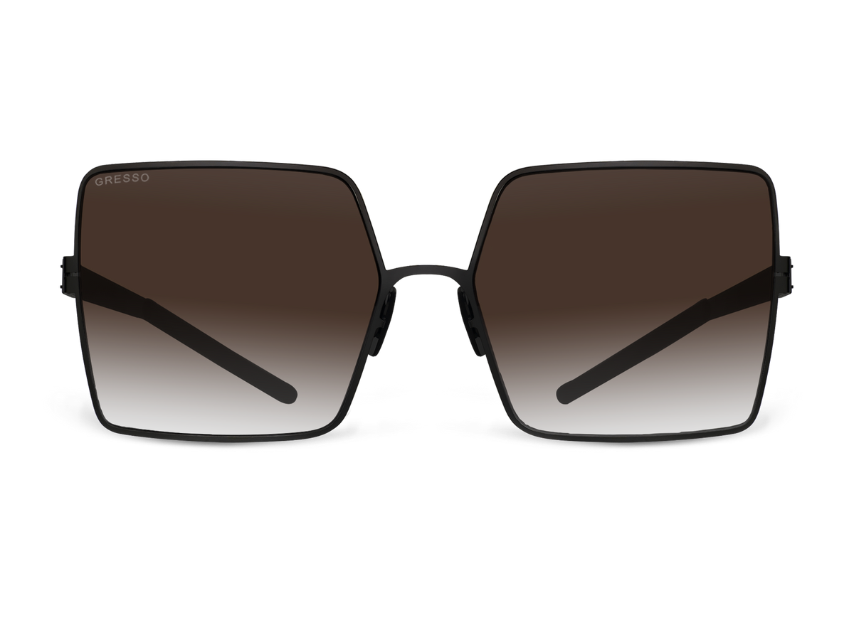 Черные женские солнцезащитные очки GRESSO Alexandria, квадратные, изготовленные из титана, с поляризационными линзами Zeiss #color_коричневый градиент