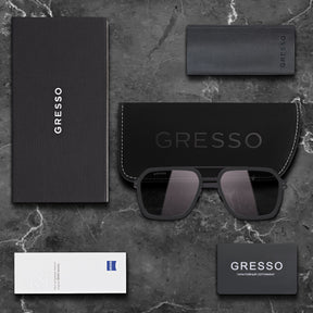 Черные мужские солнцезащитные очки-хамелеоны GRESSO Aragon в стиле авиатор, изготовленные из титана, с фотохромными линзами Zeiss