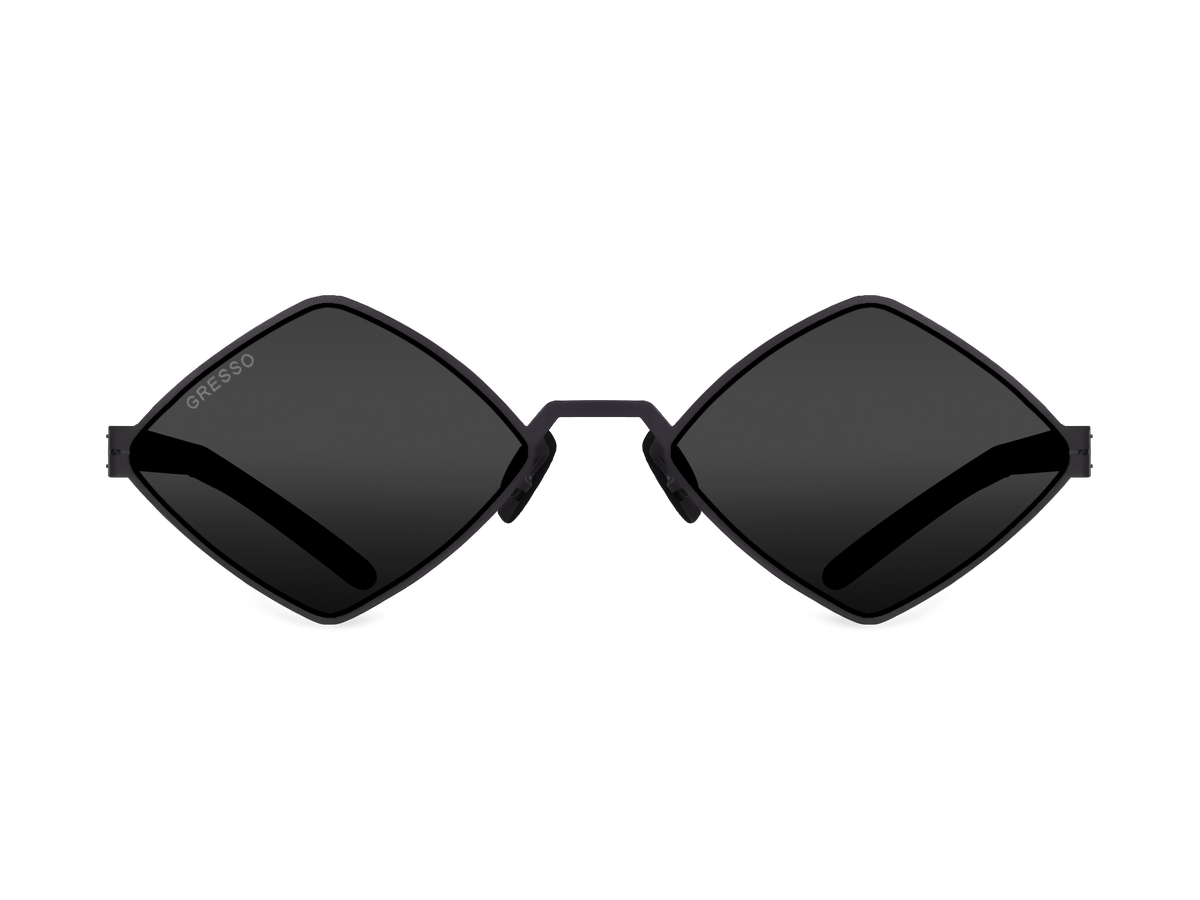 Черные женские солнцезащитные очки GRESSO Bali, ромбы, изготовленные из титана, с поляризационными линзами Zeiss #color_серый монолит
