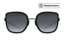 Черные женские солнцезащитные очки-хамелеоны GRESSO Barbara, бабочка, изготовленные из титана, с фотохромными линзами Zeiss #color_серый монолит / фотохром