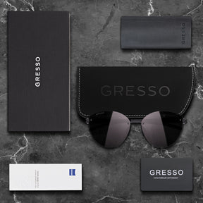Безоправные солнцезащитные очки GRESSO Barcelona, изготовленные из титана, с поляризационными линзами Zeiss