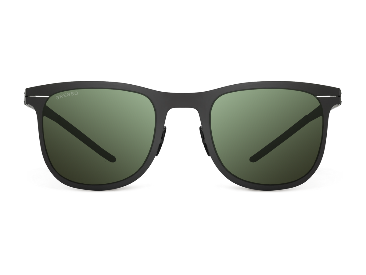 Зеленые мужские солнцезащитные очки GRESSO Berkley вайфареры, изготовленные из титана, с поляризационными линзами Zeiss #color_зеленый монолит
