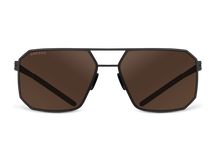 Черные мужские солнцезащитные очки GRESSO Berlin в стиле авиатор, изготовленные из титана, с поляризационными линзами Zeiss #color_коричневый монолит