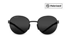 Черные мужские и женские солнцезащитные очки GRESSO Bond, круглые, изготовленные из титана, с поляризационными линзами Zeiss #color_серый монолит / поляризация