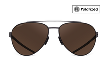 Черные мужские и женские солнцезащитные очки GRESSO California в стиле авиатор, изготовленные из титана, с поляризационными линзами Zeiss #color_коричневый монолит / поляризация