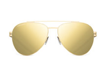 Черные мужские и женские солнцезащитные очки GRESSO California в стиле авиатор, изготовленные из титана, с поляризационными линзами Zeiss #color_золотое зеркало