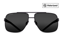 Черные мужские солнцезащитные очки GRESSO Cambridge в стиле авиатор, изготовленные из титана, с поляризационными линзами Zeiss #color_серый монолит / поляризация