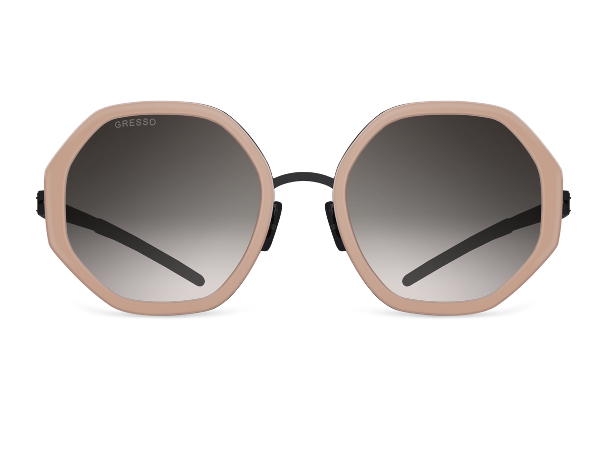 Черные женские солнцезащитные очки GRESSO Charlize, геометрия, изготовленные из титана, с поляризационными линзами Zeiss #color_капучино