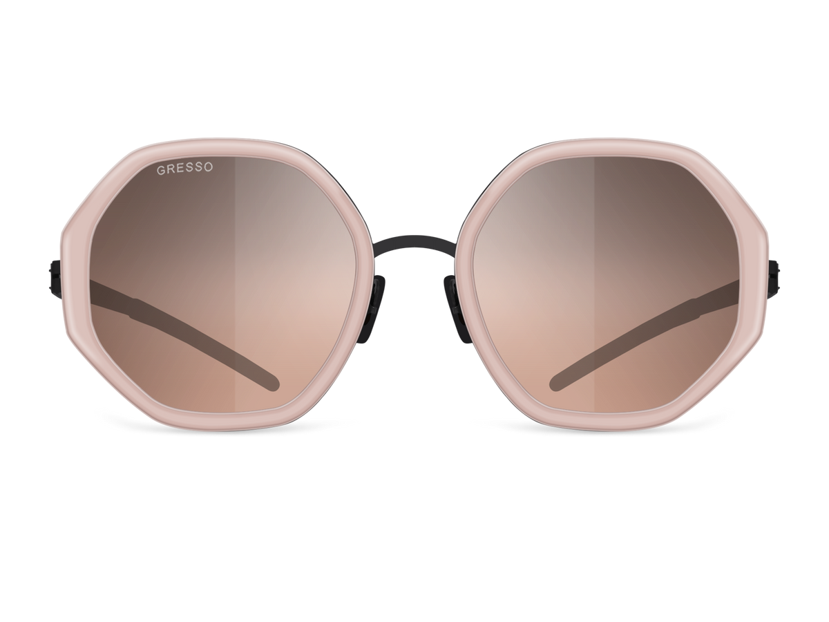 Черные женские солнцезащитные очки GRESSO Charlize, геометрия, изготовленные из титана, с поляризационными линзами Zeiss #color_карамель