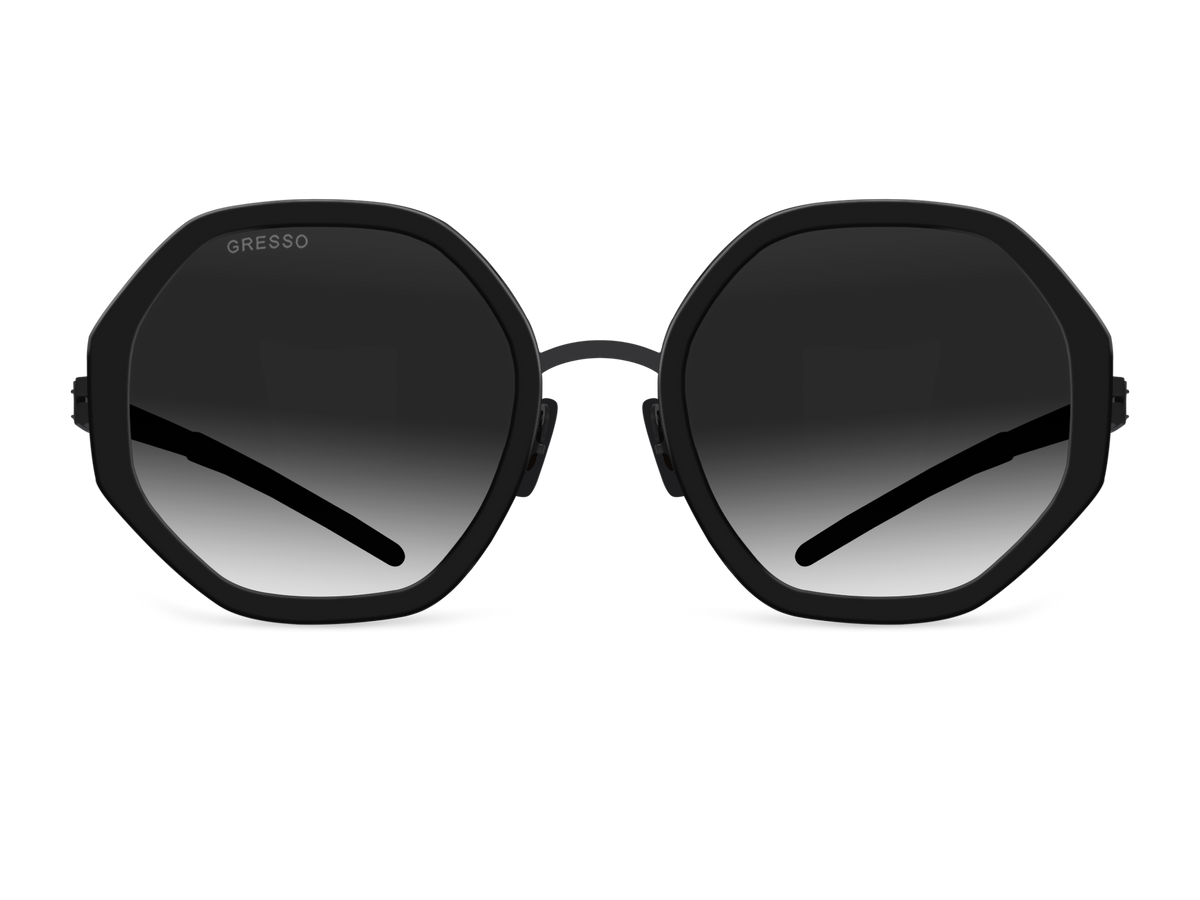 Черные женские солнцезащитные очки GRESSO Charlize, геометрия, изготовленные из титана, с поляризационными линзами Zeiss #color_серый градиент