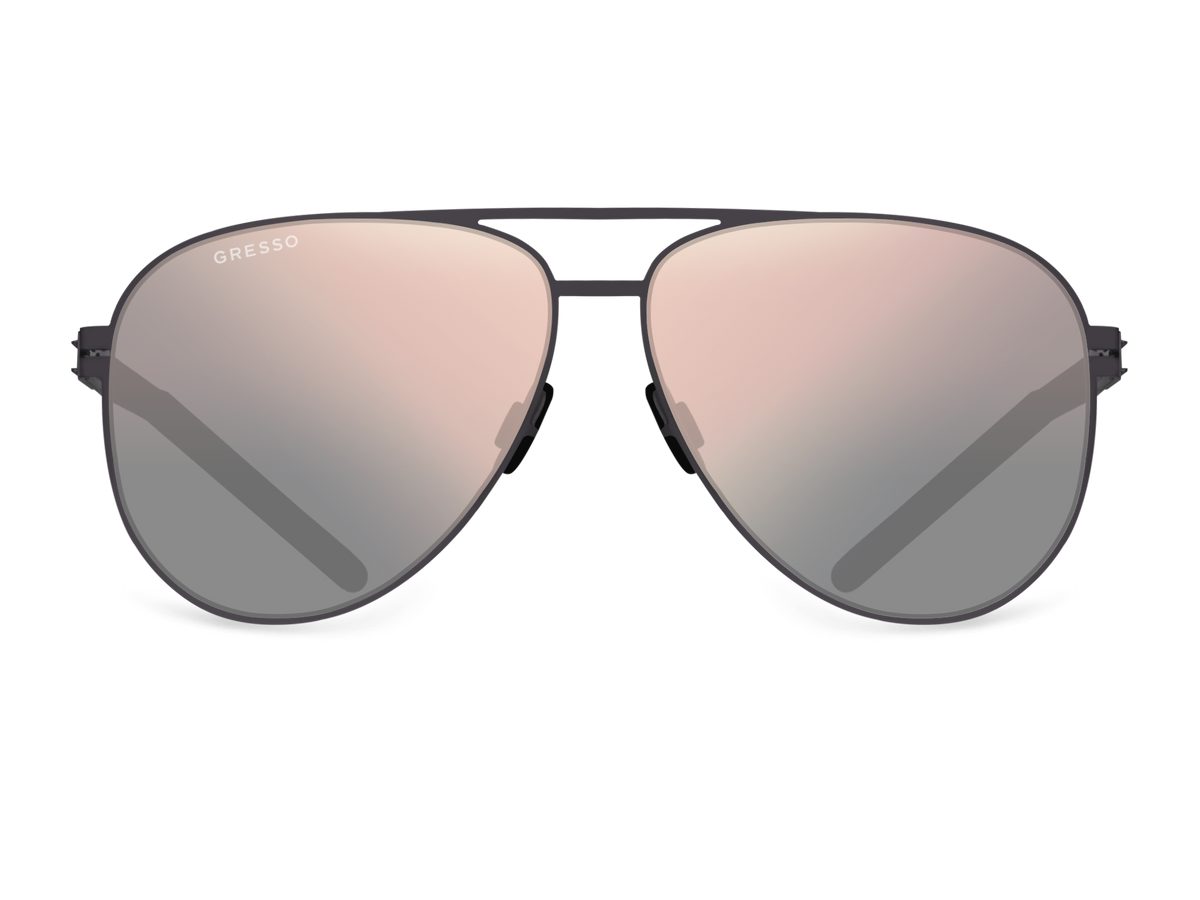 Черные мужские солнцезащитные очки GRESSO Chelsea в стиле авиатор, изготовленные из титана, с поляризационными линзами Zeiss #color_графит