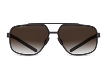 Черные мужские солнцезащитные очки GRESSO Chicago в стиле авиатор, изготовленные из титана, с поляризационными линзами Zeiss #color_коричневый градиент