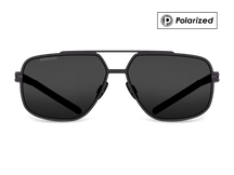 Черные мужские солнцезащитные очки GRESSO Chicago в стиле авиатор, изготовленные из титана, с поляризационными линзами Zeiss #color_серый монолит / поляризация