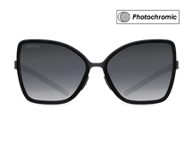 Черные женские солнцезащитные очки-хамелеоны GRESSO Claudia, бабочка, изготовленные из титана, с фотохромными линзами Zeiss #color_серый монолит / фотохром