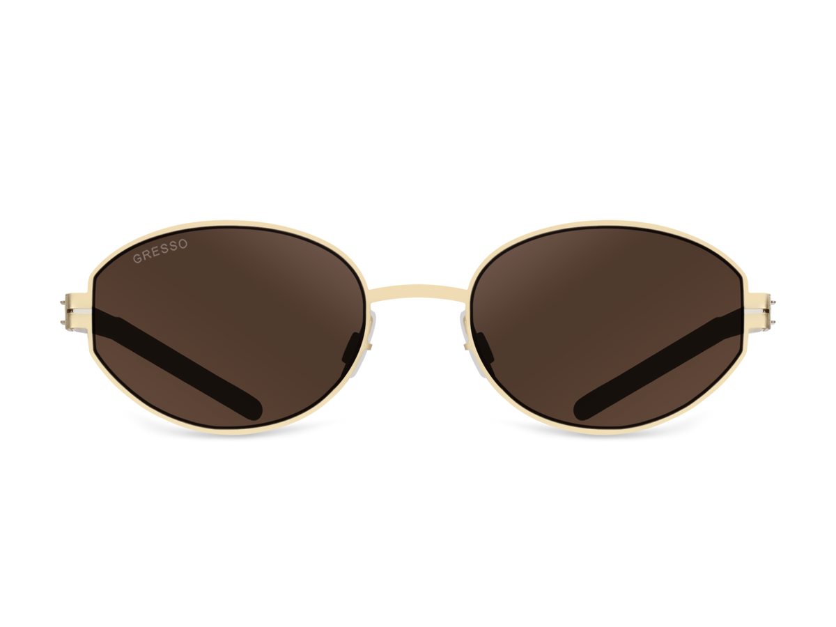 Черные женские солнцезащитные очки GRESSO Corsica, круглые, изготовленные из титана, с поляризационными линзами Zeiss #color_коричневый монолит