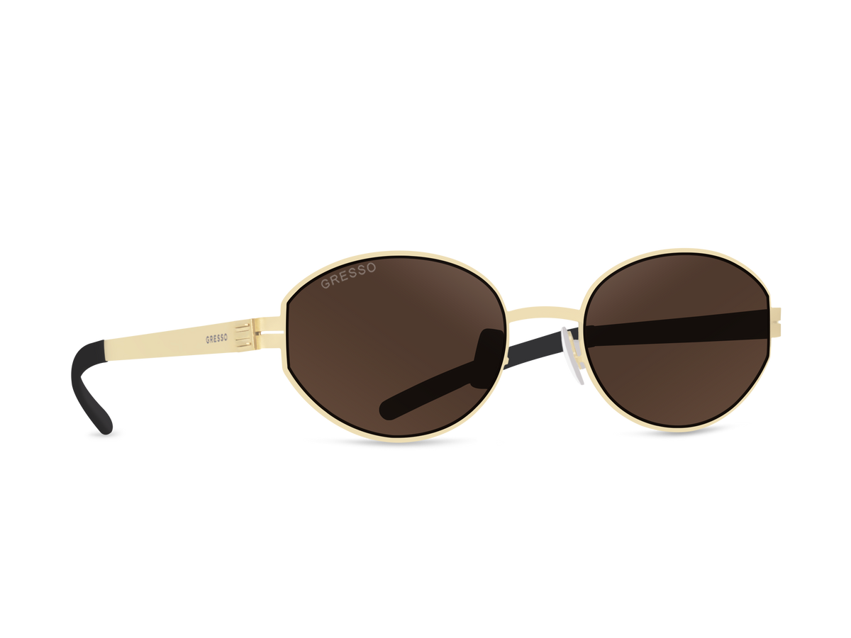Черные женские солнцезащитные очки GRESSO Corsica, круглые, изготовленные из титана, с поляризационными линзами Zeiss #color_коричневый монолит