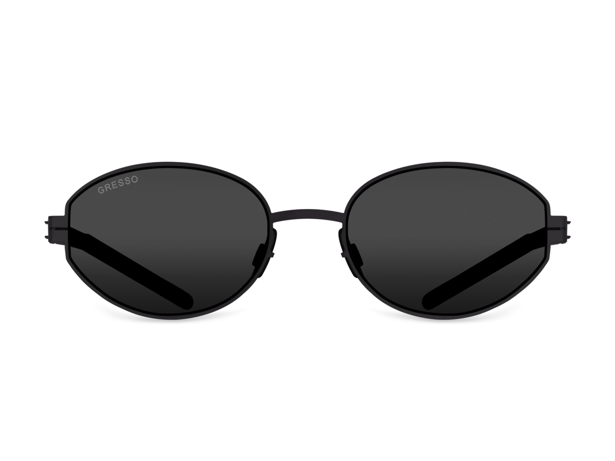 Черные женские солнцезащитные очки GRESSO Corsica, круглые, изготовленные из титана, с поляризационными линзами Zeiss #color_серый монолит