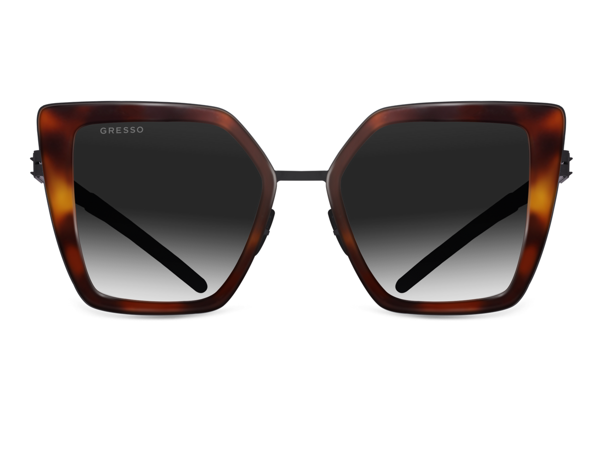 Черные женские солнцезащитные очки GRESSO Del Mar, бабочка, изготовленные из титана, с поляризационными линзами Zeiss #color_тортуаз