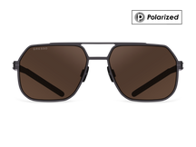 Черные мужские солнцезащитные очки GRESSO Dexter в стиле авиатор, изготовленные из титана, с поляризационными линзами Zeiss #color_коричневый монолит / поляризация