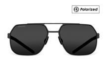 Черные мужские солнцезащитные очки GRESSO Dexter в стиле авиатор, изготовленные из титана, с поляризационными линзами Zeiss #color_серый монолит / поляризация