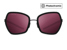 Черные женские солнцезащитные очки-хамелеоны GRESSO Dolores, бабочка, изготовленные из титана, с фотохромными линзами Zeiss #color_фиолетовый монолит / фотохром